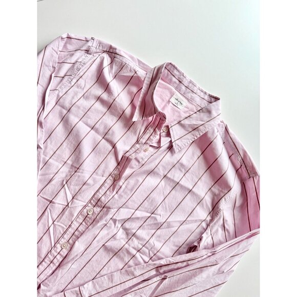 Aritzia WILFRED FREE Bailey Lilac Pink Striped Poplin Button-Up Shirt, Size M - Picture 6 of 13